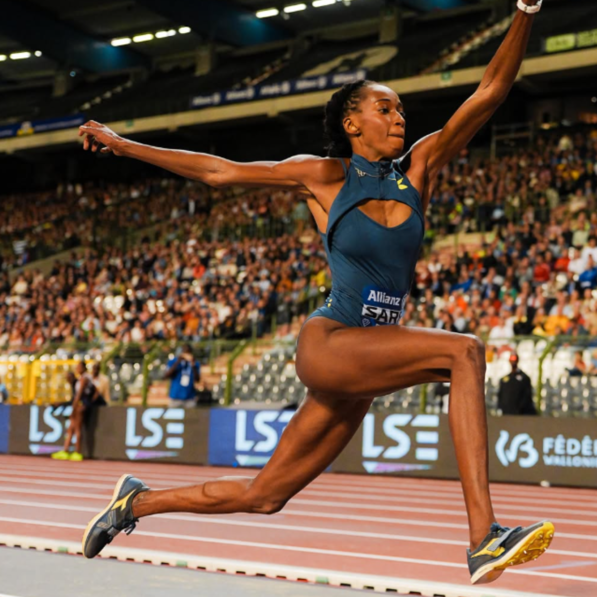 Saly Sarr lors de la finale de la Diamond League à Bruxelles