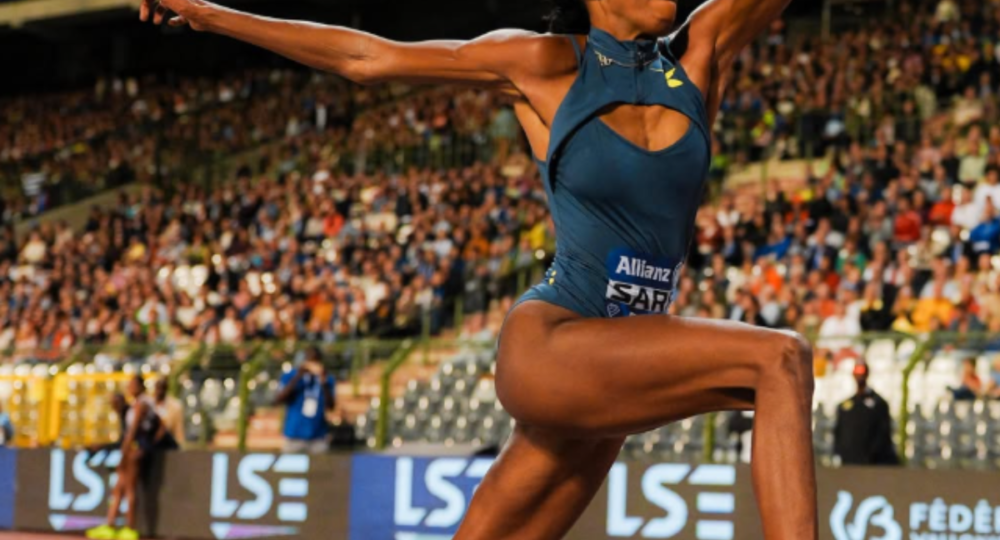 Saly Sarr lors de la finale de la Diamond League à Bruxelles