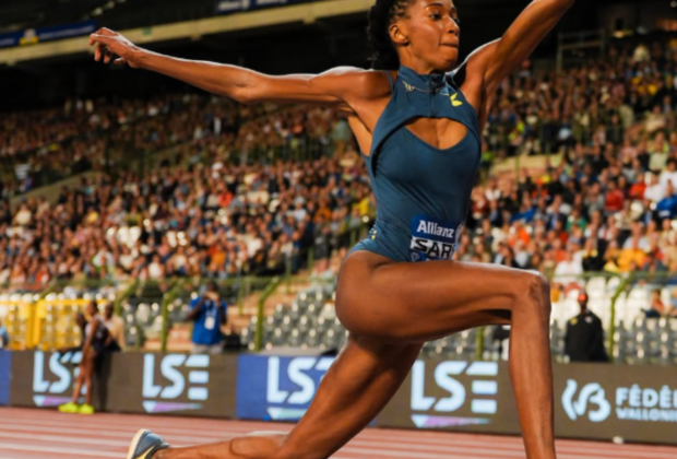 Saly Sarr lors de la finale de la Diamond League à Bruxelles